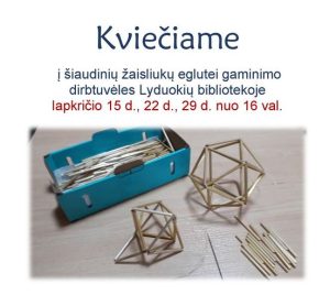 Šiaudinių žaisliukų eglutei gaminimo dirbtuvėlės @ Vl. Šlaito viešoji biblioteka, Lyduokių padalinys